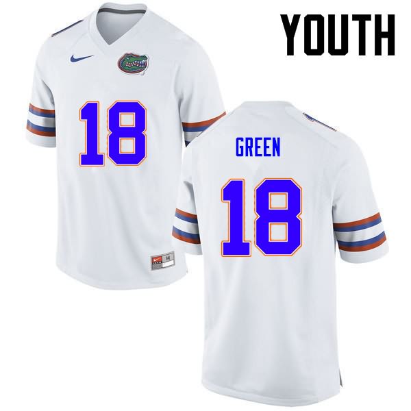 Youth NCAA Florida Gators Daquon Green #18 Stitched Authentic Nike White College Football Jersey FMS0265KJ